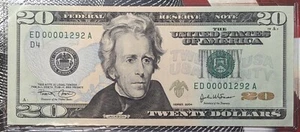 Billete único de 20 dólares Cleveland 2004 nuevo color de dinero genial número de serie #1292 A - Imagen 1 de 6