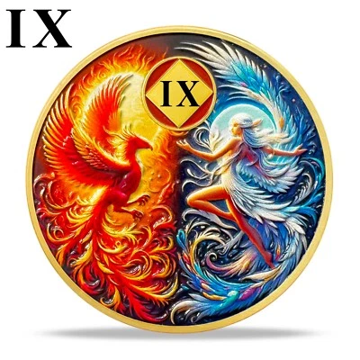 9 Year NA Medallion Sobriety Coin Narcotics Anonymous Recovery Token Sober Gifts - Image 1 of 4
