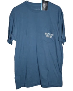 Men's Salt Life Ocean To Ocean Waterman Short Sleeve T-Shirt Blue Large L NEW - Picture 1 of 2
