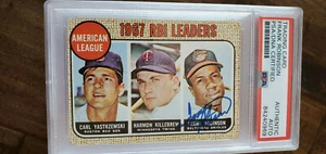 1968 TOPPS AL RBI LEADERS CARD SIGNED BY FRANK ROBINSON ORIOLES REDS PSA DNA 4 - Picture 1 of 1