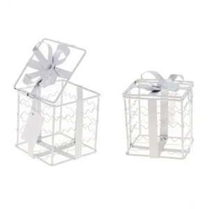Box Gastgeschenk 7x7cm weiß eckig klein Geschenkbox Metall Giveaway Geschenk - Bild 1 von 3