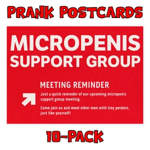(10-Pack) Prank Postcards - Micropenis Support - Send Them To Victims Yourself - Picture 1 of 5