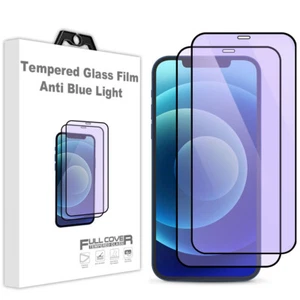 2PACK iPhone 12 Anti Blue Light [Eye Protection] Tempered Glass Screen Protector - Picture 1 of 15