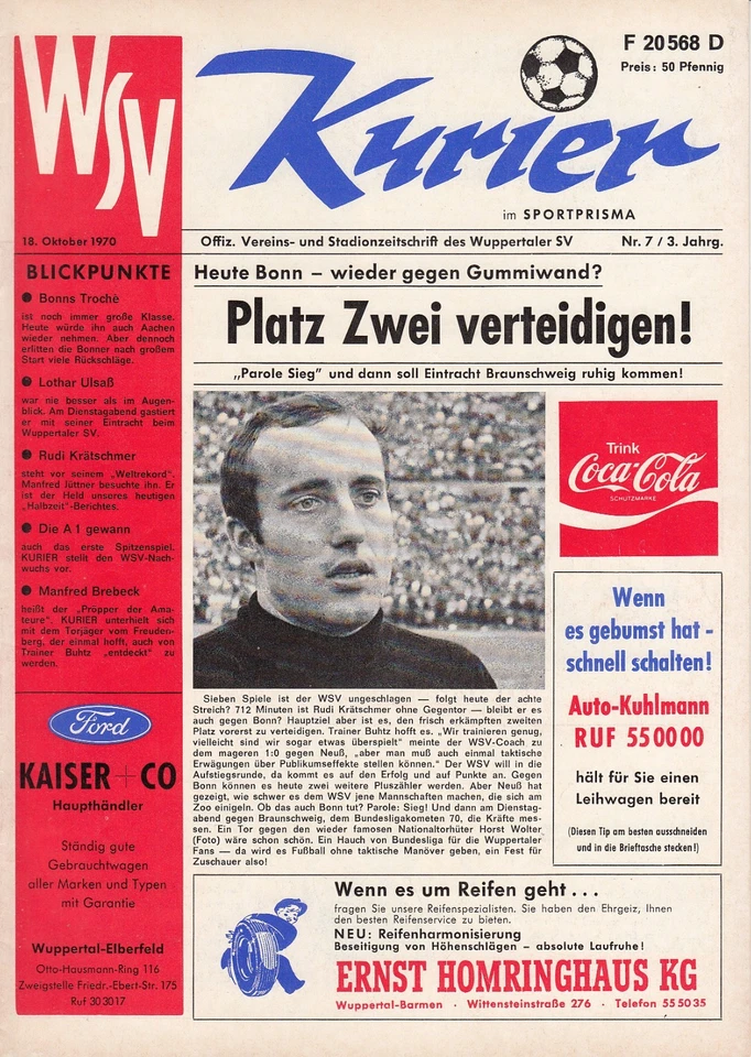 18.10.70 Wuppertaler SV WSV - Bonner SC Regional-Liga West - Bild 1 von 1