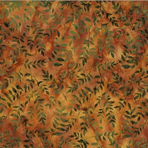 Green Leaves 44" batik by Hoffman, V2520-572 Bourbon - Picture 1 of 1