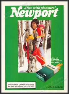 Newport 1980s Print Advertisement 1987 Couple Cross Country Skiing Tree - Picture 1 of 1