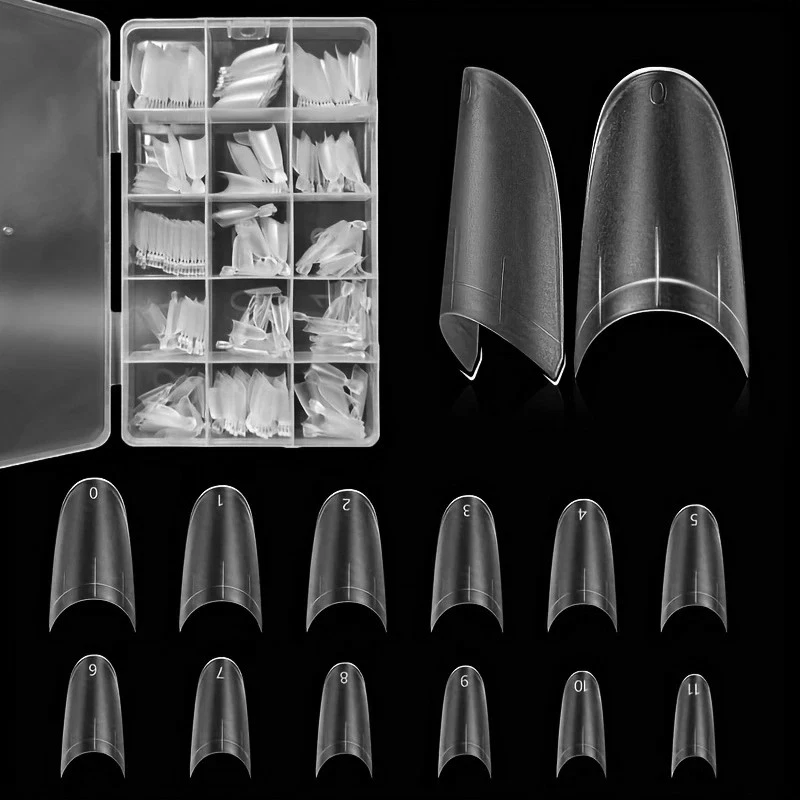 Medium Oval Nail Tip 320 Pieces Soft Gel X Nail Tip Oval Round Matte Transparent - Image 1 of 4