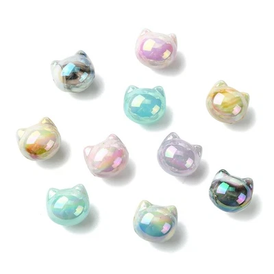 Cuentas espaciadoras focales con forma de gato enchapado UV acrílico 60 un. para collar pulsera Foto 1 de 4