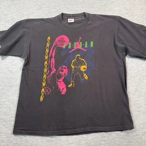 Nike T Shirt Men L Black Vintage Made USA Jordan Graphic Basketball 90s Retro - Picture 1 of 5