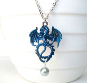 Blue Dragon Necklace Dragon Jewellery Dragon Pendant Fantasy Jewellery