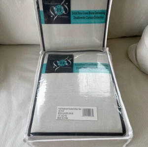 Faux Linen Room Darkening Curtains - 96 Inches Long Extra Wide Luxury Linen C... - Picture 1 of 3