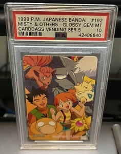 Pokemon Japanese Bandai Carddass Anime Collection #192 Misty & Others PSA 10 - Picture 1 of 2