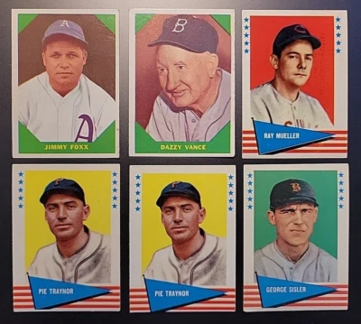 (6) Fleer Greats Lot: 1960, 1961: TraynorX2; Sisler; Vance; Foxx (VG to EXMT) - Image 1 of 4