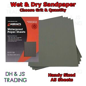A5 Wet and Dry Sandpaper 120-2000 Grit Abracs Sand Paper Waterproof Fine Coarse
