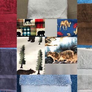 Customize a Luxury Hand Towel - You Pick Fabric Accent- Wildlife Bear Wolf Moose