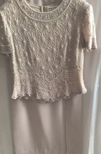 Adrianna Papell Women’s 2 Pc Formal Dress Beaded Shell Pink Size 10 Extra Fine - Picture 1 of 23