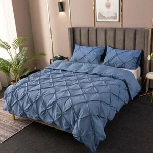 Pinch Pleated Quality Cover for Comforter Duvet Cover Set Pure Color Luxurious - Picture 1 of 20