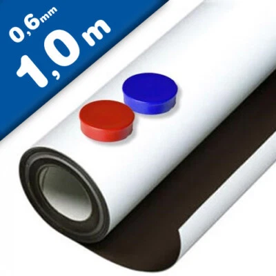 Eisenfolie Ferrofolie selbstklebend weiß matt 0,6mm x 62cm x 100cm - Meterware