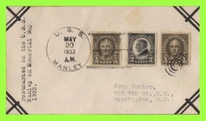 U.S.A. 1933 Multi-franked Cover Naval Ship U.S.S.Manley, Memorial Day Cover - Picture 1 of 1