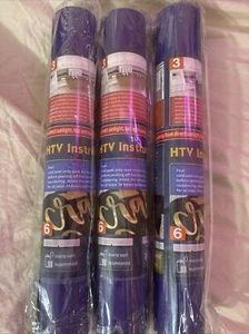 3 Roll Heat Transfer Vinyl Iron on HTV Vinyl 12" x 100ft for T-shirt Cut .Purple - Picture 1 of 4