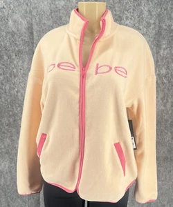 Bebe Women Midweight Long Sleeve Polar Fleece Polyester Zip Jacket Peach/Pink M - Picture 1 of 13