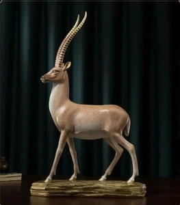 14.6" China Pure Bronze Painted Hand-carved Tibetan Antelope Art Statue - Picture 1 of 9