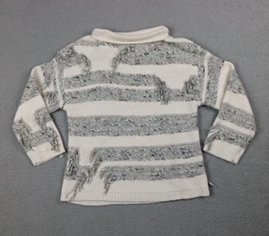 Lou & Grey Cotton/Wool/Linen/Alpaca Blend Striped Fun Sweater Size M Gray Beige - Picture 1 of 11