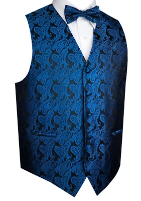 Men's Paisley Formal Tuxedo Vest, Bow-Tie & Hankie set. Wedding Prom Homecoming - Image 1 of 2
