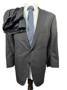 HOLLAND & SHERRY Mens Gray Wool CUSTOM BESPOKE 2 Pc Suit 45S Jacket 38x26 Pant - Picture 1 of 13