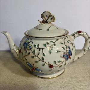 Vintage Lenox Summer Enchantment Teekanne Handarbeit 24k Gold Parvaneh Holloway - Bild 1 von 7