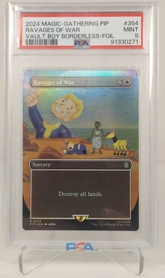MTG Fallout Vault Boy RAVAGES OF WAR Borderless Foil PSA 9 Magic the Gathering - Image 1 of 2