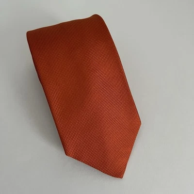 Corbata Brooks Brothers 346 pura seda tejida con textura lisa Italia EE. UU. Naranja Foto 1 de 4