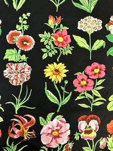 KAFFE FASSETT FLOWER STUDIES GP205 BLACK FLORAL COTTON FABRIC 1/2 YD - Picture 1 of 4