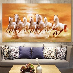 White Horse Wall Hanging Painting Pictures Abstract Animal Canvas Large 40*70cm - Picture 1 of 7