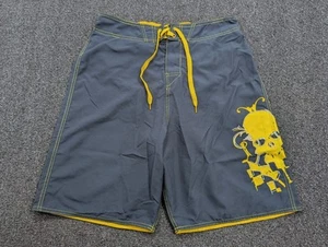Bañador Joe Boxer Para Hombre Mediano Gris Amarillo Gráfico Calavera - Imagen 1 de 9