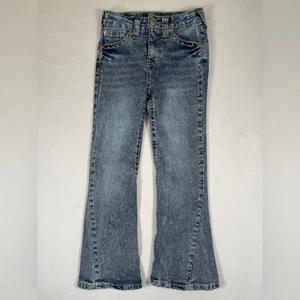 TRUE RELIGION Girls’ Joey High-Rise Flare Embellished Denim Jeans Western Size 7 - Picture 1 of 15