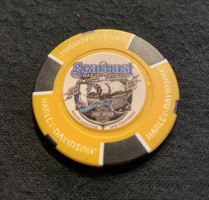 North Hampton, New Hampshire Seacoast Harley Poker Chip / gelb & schwarz - Bild 1 von 3
