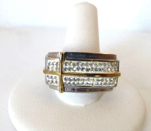 Herren Shinny zweifarbiger Ring mit Kreuzdesign und CZ Stones Gr. 10,5 - Bild 1 von 5