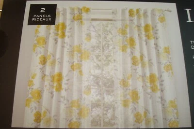 NUEVO CON ETIQUETAS 2 piezas Ralph Lauren paneles de cortina de ventana Belleisle amarillo floral 50" x 96" ea Foto 1 de 4