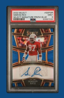 2022 Select Simeon Rice Signature Prizm Blue #/99 PSA 9 - POP 1 - Image 1 of 4