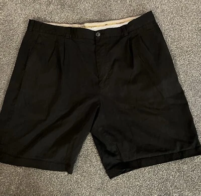 男式 Tommy Bahama 短裤 40 码黑色丝绸打褶 8 英寸内缝 — 第 1/4 张图片