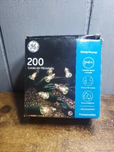 GE String A Long 200 Count Clear Mini Light Set Green Wire Indoor/Outdoor NIB - Picture 1 of 2