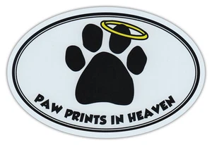 Oval Car Magnet - Paw Prints In Heaven - Dog/Pet Memorial - Bumper Sticker Decal - Picture 1 of 1