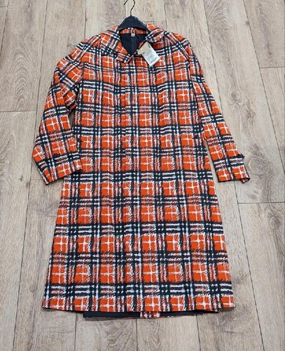 $4620 Burberry Scribble Check cappotto auto rosso militare 50 US 40