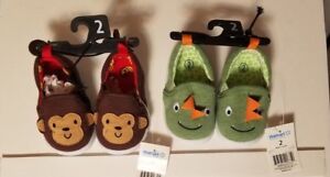 Toddler Boys Monkey & Dinosaur Set of Slippers sizes 2,5,7 SHIPS FAST SHIPS FREE
