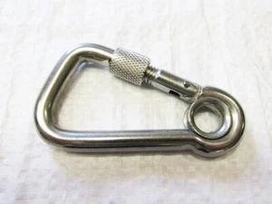 Stainless Steel Asymmetric Carbine Hook Eyelet and Screw Nut Locking 11MM - Picture 1 of 2