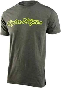 Troy Lee Designs Signature T-Shirt Adult Heather Olive - Picture 1 of 1
