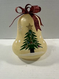 VRG. CHRISTMAS LIGHTS GLASS BELL HAND PAINTED 7.5" with Working Light - Picture 1 of 7