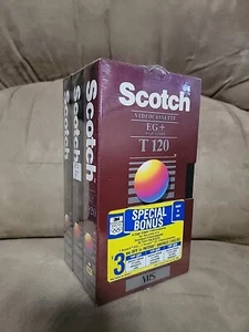 3 SEALED SCOTCH EG & EG+ Blank VHS Tapes 6 Hour NEW VCR T-120 - Picture 1 of 4