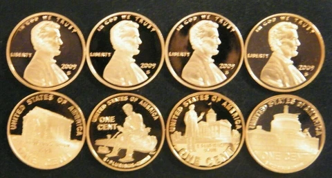 2009 S Lincoln Penny Set Gem Proof 4 coin Set from the Mint No box, COA or case Cover